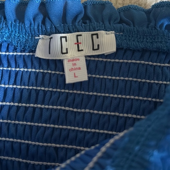 Ice Blue Striped Ruffle Dress - Picture 3 of 3